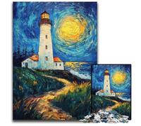 Jigsaw Puzzles for Adults, 1000 Piece Lighthouse Under The Night Sky Cardboard Jigsaw Puzzles for Home Decor, Family Fun, Ages 14+ 26X38CM