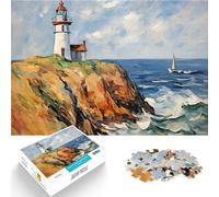 Jigsaw Puzzles for Adults 1000 Piece lighthouse with a sailboat Spielspielzeug Tolle Geschenke und Spielzeuge75x50cm