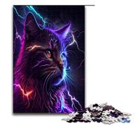Jigsaw Puzzles for Adults 1000 Piece Lightning Cosmic Cat AI Art Jigsaw Puzzles Game Toys Funny 1000 PCS(75x50cm)