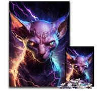 Jigsaw Puzzles for Adults 1000 Piece Lightning Hairless Cat Wooden Puzzles for Parents, Lovers, Friends - Age 14+ 50x75CM/19.68x29.52inch
