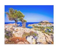 Jigsaw Puzzles for Adults 1000 Piece，Lindos, Village on Rhodes with Acropolis，Classic Puzzle Teens Boys Girls Puzzles for DIY Intellective Educational Game, Gift Home Decor（38x26cm）-X10