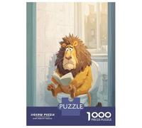 Jigsaw Puzzles for Adults 1000 Piece Lion Reading on Toilet Cartoon Jigsaw Hands-on Game Birthday Present Unique Birthday And Xmas Gifts 70x50cm/1000pcs