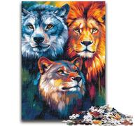 Jigsaw Puzzles for Adults 1000 Piece Lion Tiger Wolf Stress Reliever Difficult Challenge Suitable for Desktop Decoration 26x38cm