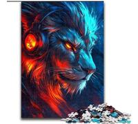 Jigsaw Puzzles for Adults 1000 Piece Lion Wearing Headphones, Help The Brain Exercise Addictive Toys to Cultivate Patience Perfect Decoration (Size50x75cm)