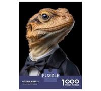 Jigsaw Puzzles for Adults 1000 Piece Lizard in A Suit Teenager Puzzles Hands-on Game Home Decoration Christmas Birthday Gifts 52x38cm/1000pcs