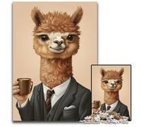 Jigsaw Puzzles for Adults 1000 Piece Llama And Coffee Wooden Jigsaw Puzzles for Adults HighDifficulty Brain Teaser for Teenagers 1000 PCS(75x50cm)