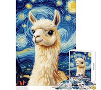 Jigsaw Puzzles for Adults 1000 Piece Llama Starry Night Art- Practical Game Perfect Decoration DIY Toys with Fully Interlocking Randomly Shaped Pieces (38X26cm)