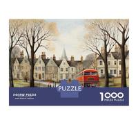 Jigsaw Puzzles for Adults 1000 Piece London Double Decker Bus Art Print Puzzle for Adults Relaxing Games Hand Speed Race Fun Activities at Home 70x50cm/1000pcs
