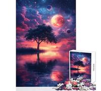 Jigsaw Puzzles for Adults 1000 Piece Lonely Tree Under Cosmic Sky DIY Toys Great Gift for Games Relaxing Games Wishlist with Santa Claus Size 50x75cm