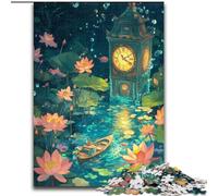 Jigsaw Puzzles for Adults 1000 Piece Lotus Clock, Analysis And Logic with Fully Interlocking Randomly Shaped Pieces for And Age 14 Years Up 26x38cm