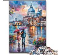 Jigsaw Puzzles for Adults, 1000 Piece Lovely City Landscape in Watercolour Jigsaw Educational Brain Teaser, Artistic Home & Office Decor, 14+ Age (size 26x38cm)