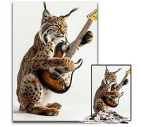 Jigsaw Puzzles for Adults 1000 Piece Lynx Guitar Difficult Puzzles for Adults Interactive Family Game Ideal Family Activity Game 1000 PCS(75x50cm)