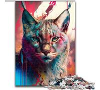 Jigsaw Puzzles for Adults, 1000 Piece Lynx Painting Jigsaw Puzzles size 50x75cm DIY Decoration, Brain Challenge, for Adult, Family