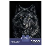 Jigsaw Puzzles for Adults 1000 Piece Majestic Black Wolf Portrait Puzzles for Adults Relax Games Pattern Assembly Christmas Birthday Gifts 70x50cm/1000pcs