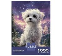 Jigsaw Puzzles for Adults 1000 Piece Maltese Puppy in Fantasy Landscape Puzzles for Adults Relax Games Pattern Assembly Christmas Birthday Gifts 52x38cm/1000pcs