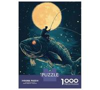 Jigsaw Puzzles for Adults 1000 Piece Man Fishing on Giant Fish Puzzles for Adults Relax Games Pattern Assembly Christmas Birthday Gifts 52x38cm/1000pcs