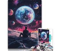 Jigsaw Puzzles for Adults 1000 Piece Man Sitting on The Moon,Challenging Game Toys Wall Decoration Unique Birthday And Xmas Gifts (38x26cm)