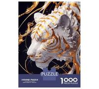 Jigsaw Puzzles for Adults 1000 Piece Marble Tiger with Golden Accents Puzzle for Adults Brain Teaser Game Difficult Hard Deal As Gifts for The Whole Family 70x50cm/1000pcs
