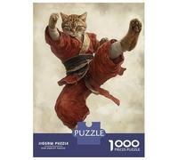 Jigsaw Puzzles for Adults 1000 Piece Martial Arts Kung Fu Shaolin Cat Puzzle for Adults Brain Teaser Game Enhance Memory Fun at Home Activities, 52x38cm/1000pcs