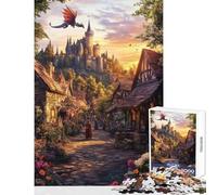 Jigsaw Puzzles for Adults 1000 Piece Medieval Village Sunset Educational Game Learning Educational Home Decoration Toys Unique Birthday And Xmas Gifts (38X26cm)
