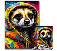 Jigsaw Puzzles for Adults 1000 Piece Meerkat Graffiti Impossible Jigsaw Puzzles for Adults Ideal for Family Fun, Relaxation 50x75CM/19.68x29.52inch