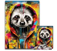 Jigsaw Puzzles for Adults 1000 Piece Meerkat Graffiti Jigsaw Puzzles Colorful Home Decor & Interactive Family Game, 50x75CM/19.68x29.52inch