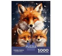 Jigsaw Puzzles for Adults 1000 Piece Merry Xmas Fox Family Puzzles for Adults Hands-on Game Stress Reliever Stress Reduction Gifts 52x38cm/1000pcs