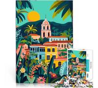 Jigsaw Puzzles for Adults 1000 Piece Mexico Town Minimalist Art Game Toys is ideal as a gift for the whole family 50x70cm