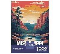 Jigsaw Puzzles for Adults 1000 Piece Mississippi River Landscape Puzzle for Adults Brain Teaser Game Enhance Memory Fun at Home Activities, 70x50cm/1000pcs