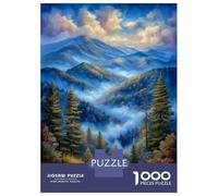 Jigsaw Puzzles for Adults 1000 Piece Misty Mountain Landscape Painting Puzzles for Adults Relax Games Pattern Assembly Christmas Birthday Gifts 38x26cm/1000pcs