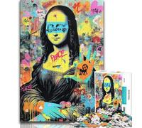 Jigsaw Puzzles for Adults 1000 Piece Mona Lisa Graffiti,Stress Reliever Staycation Kill Time with Matching Poster And Trivia Sheet (38x26cm)