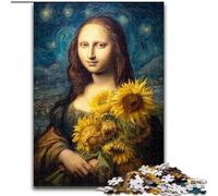 Jigsaw Puzzles for Adults 1000 Piece Mona Lisa Sunflower Made of cardboard, Unique DIY Home Decor Gift Idea size 38x26CM Birthday Party for Men Women
