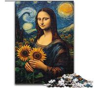 Jigsaw Puzzles for Adults 1000 Piece Mona Lisa Sunflower Made of Wood, High-Difficulty Brain Teaser for Teenagers size 50X75CM for Family Interactive Game