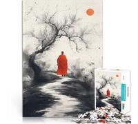 Jigsaw Puzzles for Adults 1000 Piece Monk Walking Path Educational Games Home Decoration is ideal as gifts for the whole family 26x38cm