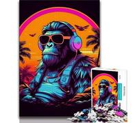 Jigsaw Puzzles for Adults 1000 Piece Monkey Dj Music Puzzles for Teenagers,with Matching Poster And Trivia Sheet for Ages 14+ (size 75x50cm)