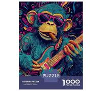 Jigsaw Puzzles for Adults 1000 Piece Monkey Rockstar Puzzle for Adults Relaxing Games Hand Speed Race Fun Activities at Home 52x38cm/1000pcs