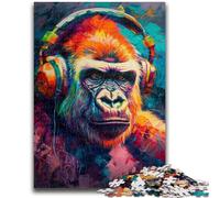 Jigsaw Puzzles for Adults 1000 Piece Monkey with Headphones Educational Games Educational Game for Birthday, Chrismas for And Age 14 26x38cm