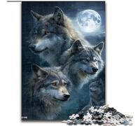 Jigsaw Puzzles for Adults 1000 Piece Moon Wolf Puzzle Family Interactive Game, Ideal for Teenagers, Brain Teaser Gift 50X75CM