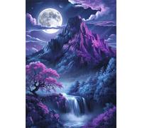 Jigsaw Puzzles for Adults 1000 Piece Moonlit Mountain Waterfall, Jigsaws 1000 pieces for adults Family Activity, Challenging puzzles Games, Colourful, Beautiful Decoration Puzzle