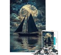 Jigsaw Puzzles for Adults 1000 Piece Moonlit Sail Voyage Relax Games Learning Educational Toys Gifts For Birthdays Stress Reliever (size 38x26cm)