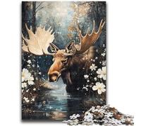 Jigsaw Puzzles for Adults 1000 Piece Moose Family Game Stress Reliever Difficult Challenge Artists Collection, Fine Art 38x26cm