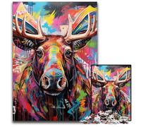Jigsaw Puzzles for Adults 1000 Piece Moose Graffiti Impossible Jigsaw Puzzles for Adults Ideal for Family Fun, Relaxation 50x75CM/19.68x29.52inch