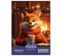 Jigsaw Puzzles for Adults 1000 Piece Morning Cute Fox Christmas Puzzle for Adults Brain Teaser Game Presents for Women Fun Activities at Home 52x38cm/1000pcs