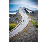 Jigsaw Puzzles For Adults 1000 Piece Motorcycle Puzzle for Men Atlantic Road Storseisundet Bridge Two Bikers On Motor Cycle Vehicle Bike Family Funny Challenging Holiday Puzzles Gift