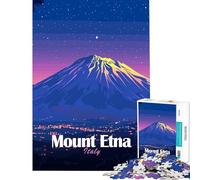Jigsaw Puzzles for Adults 1000 Piece Mount Etna, Italy at Night Family Games Brain Intelligence Challenge Addictive Toys Great Gifts A Work of Art (Size 38x52cm)