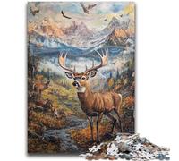 Jigsaw Puzzles for Adults 1000 Piece Mountain Deer Challenging Game Toys Deal As Gifts for The Whole Family for Ages 14+ 50x75cm