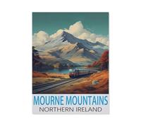 Jigsaw Puzzles for Adults 1000 Piece，Mourne Mountains Northern Ireland Vintage Travel Posters，Classic Puzzle Teens Boys Girls Puzzles for DIY Intellective Educational Game, Gift Home Decor-I16