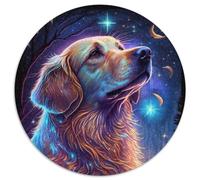 Jigsaw Puzzles for Adults 1000 Piece Mystery Golden Retriever 1000 Piece Round Jigsaw Puzzles for Adults Perfect for Family Gatherings, Birthdays, Holidays 67.5x67.5cm