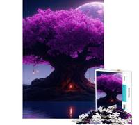 Jigsaw Puzzles for Adults 1000 Piece Mystical Tree with Purple Blossoms Fun at Home Activities, Improve Memory Home Decoration Toys for Age 14+ Game (50x75cm)