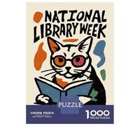 Jigsaw Puzzles for Adults 1000 Piece National Library Week Cat Adult Puzzles Toy Wall Decor Wall Decoration Deal As Gifts for The Whole Family 52x38cm/1000pcs